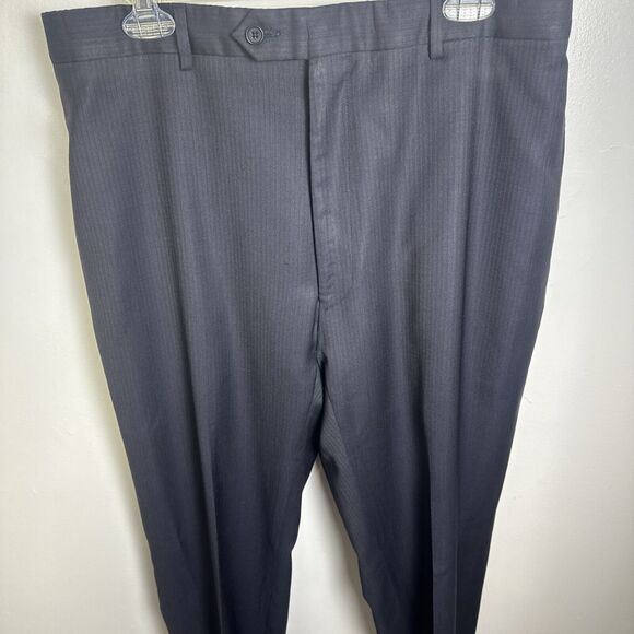 Pronto Uomo Platinum Pinstripe Suit Black 100% Wool size 44L 36 Waist - Picture 6 of 16